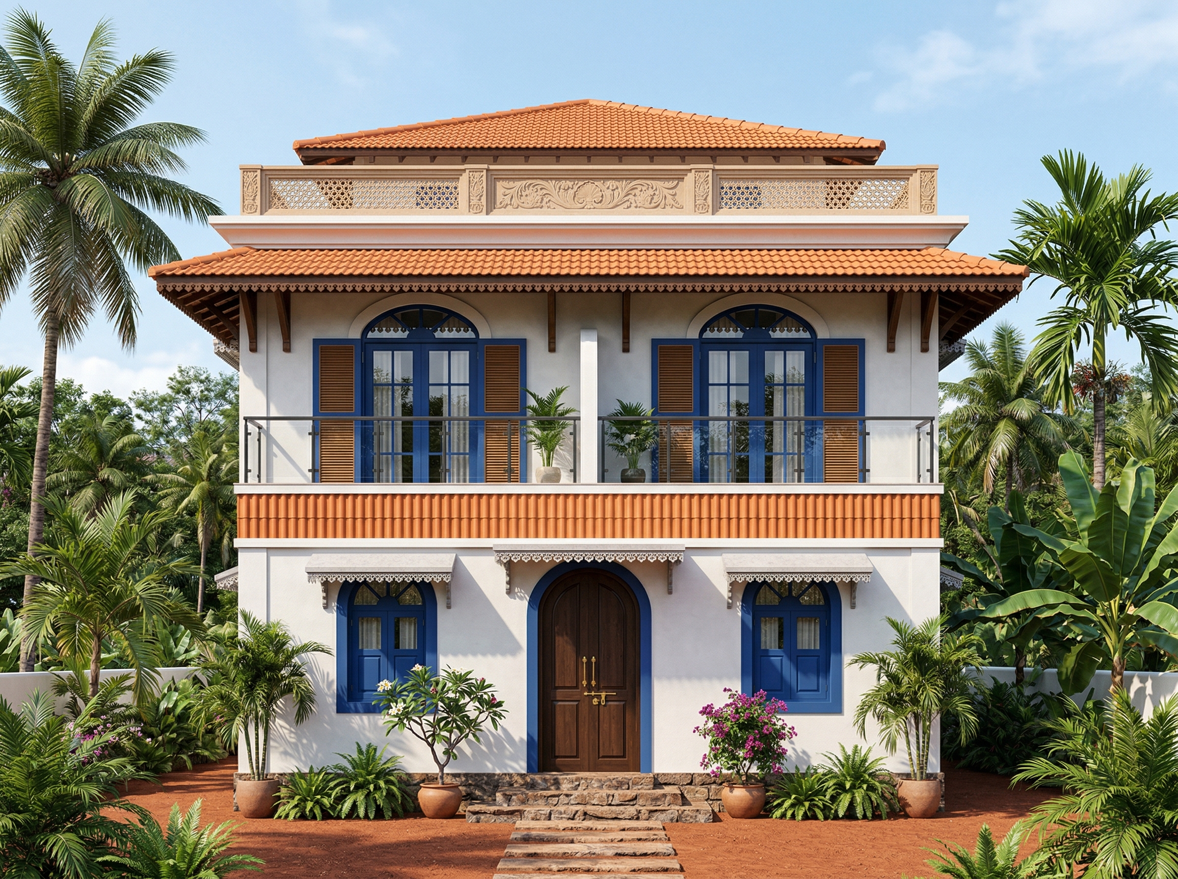 Goan Portuguese elevation by an Ongrid Design homeowner